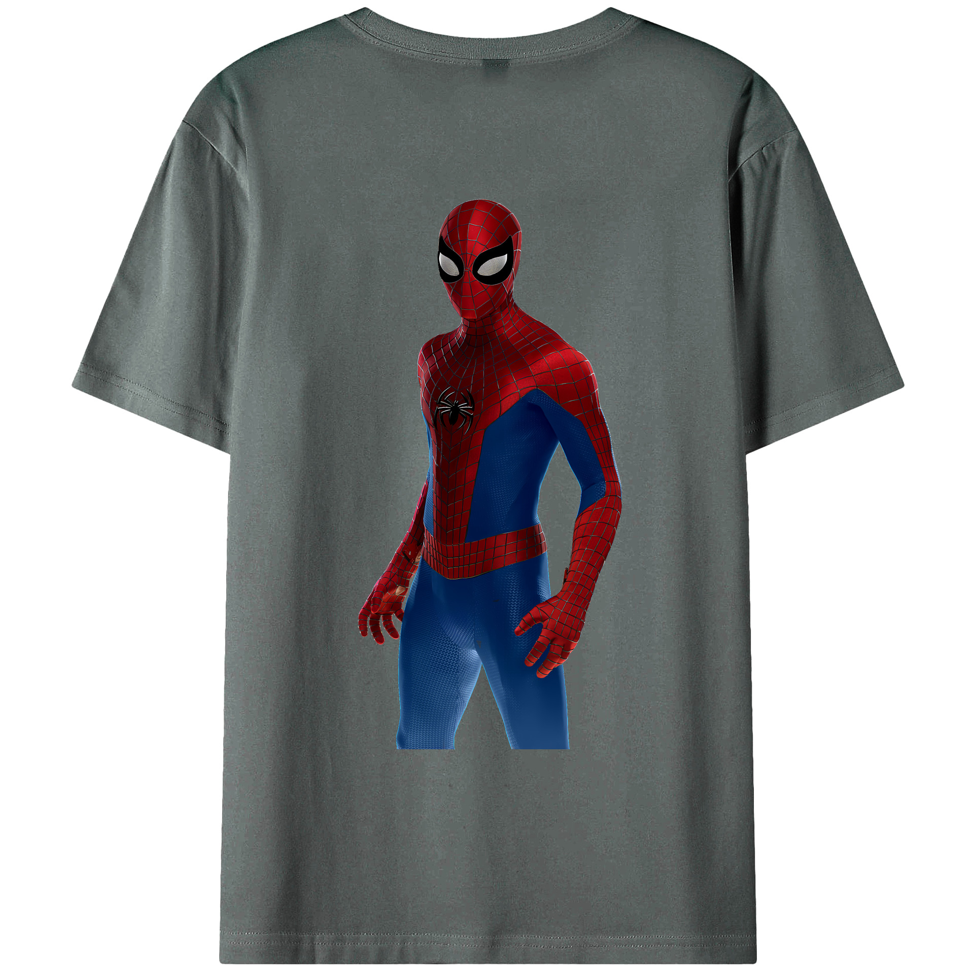 （画像用） Spider Man スパイダーマン 綿100％ メンズ半袖Tシャツ（バックプリント） 通気性